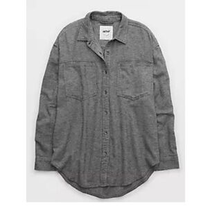Aerie Anytime Fave Twill Shirt smoked great small